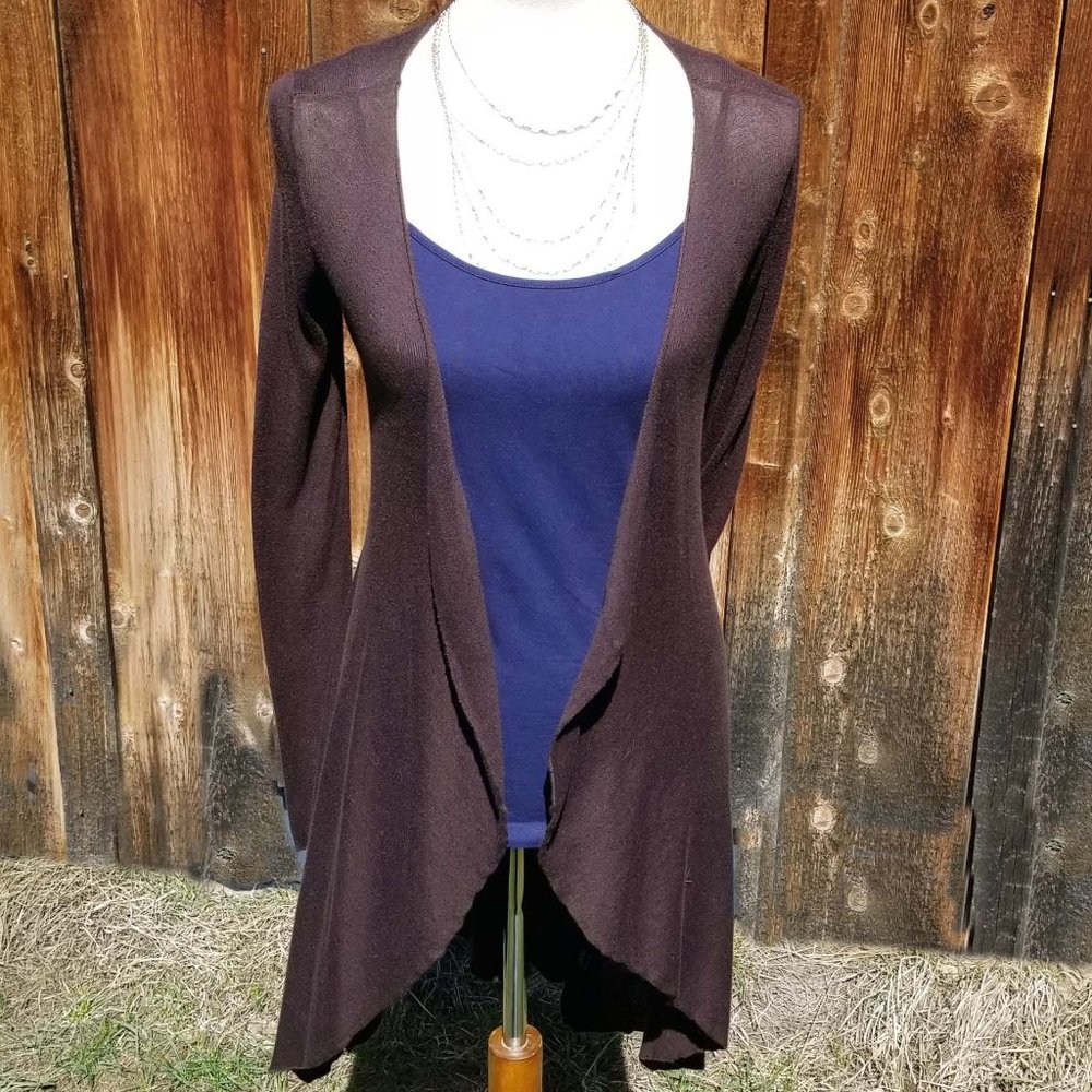 BCBGMaxAzria Bamboo Open Front Duster Brown EUC